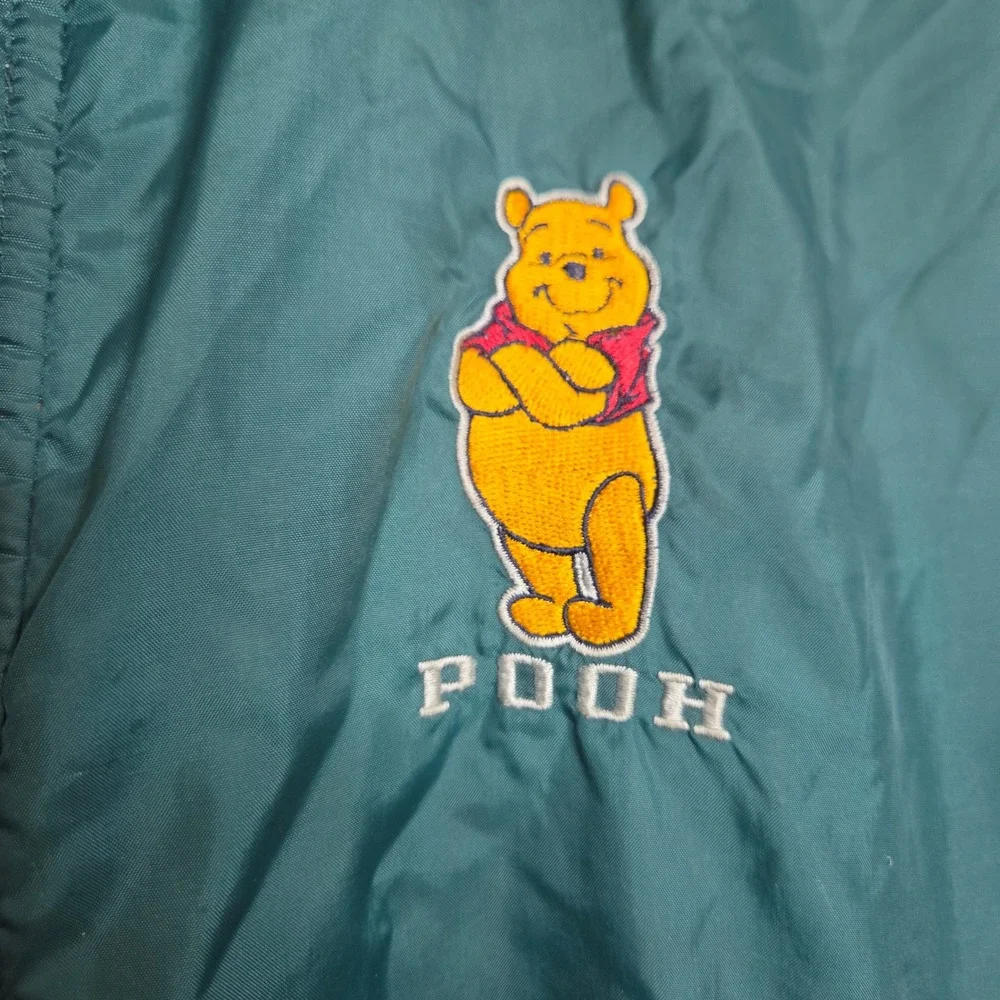 Vintage Disney Store Winnie the Pooh Hooded Windbreaker Jacket Green Mens Medium